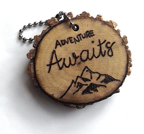 Adventure Awaits Luggage Tag Wood Keychain