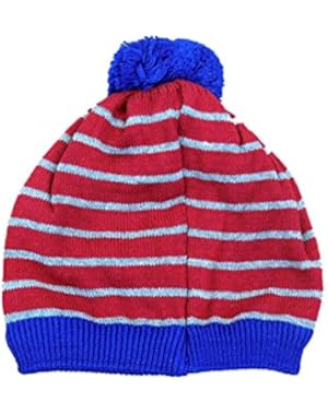 CP Infant Boys & Girls Red & Blue Striped Beanie Pom Stocking Cap Hat