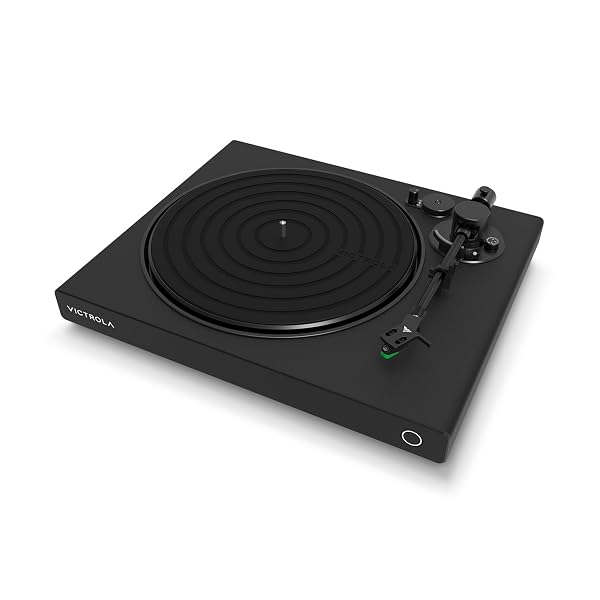 VICTROLA HI-RES BLACK TURNTABLE – APTX ADAPTIVE, APTX HD, BLUETOOTH STREAMING, WIRED RCA OUTPUT, ALUMINUM TONEARM (BLACK)