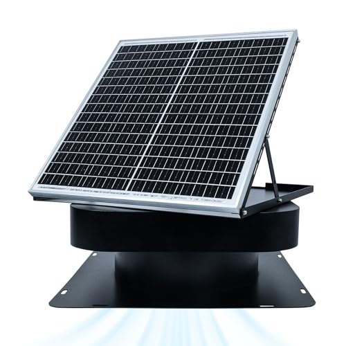 DuskSnug 40W Solar Attic Fan, 12 Inch 2000 CFM Solar Powered Roof Exhaust Fan, Controller-Free Auto Ventilation, Heavy-Duty Copper Motor Weatherproof Vent for Home, Garage, Greenhouse, Shed