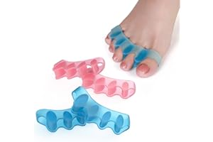 Sosede 4 Pcs Toe Separator,Bunion Corrector for Women Men Toe Spacers to Correct Bunions Yoga Toes Straightener Stretcher Big Toes Correctors Gel Separators (Blue+Pink)