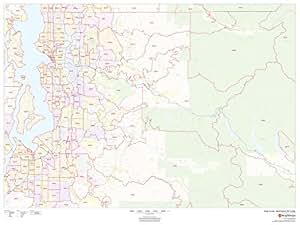 Amazon.com : King County, Washington Zip Codes - 48" x 36" Laminated
