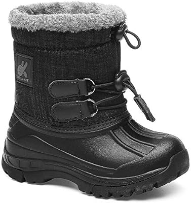 Megnya Boys Snow Boots Outdoor Waterproof Cold Weather Winter Boots For Girls Toddler Little Kid Big Kid 19txme01 T2 33 Black Grey Buy Online At Best Price In Uae Amazon Ae