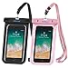 Mpow Universal Waterproof Case, IPX8 Waterproof Phone Pouch Dry Bag Compatible for iPhone 11/Xs Max/Xs/Xr/X/8/8plus/7/7plus/6/6s Plus Galaxy s10/s9/s8 Note 10/9 Google Pixel HTC12 (Black+Pink 2-Pack)