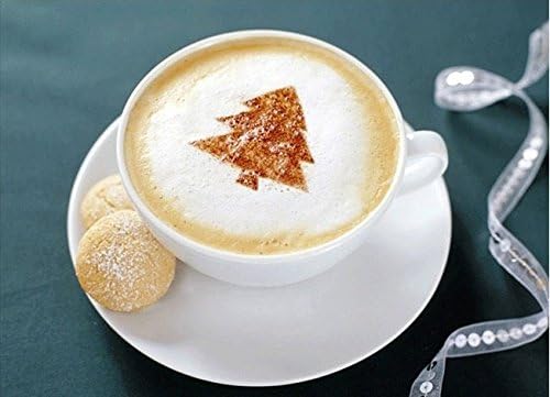 Teanfa Coffee Stencil Cappuccino Barista Plastic Decorating Food Pastry Stencil Coffee Barista Stencils Template Strew Pad Duster Spray Art(16 Piece)