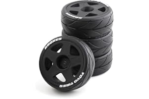 GENERIC Lifehead 65mm On Road Rubber Tires& Wheels Rims 12mm Hex Hub for HPI Ken Block's Tamiya XV01 TT01 TT02B Kyosho FAZER MK2 Lc Racing PTG HSP RGT RC 3RACING D5 1/10 RC Rally Car