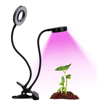 Semme Dual LED Plant Grow Light, 12W 24 LEDs Dimmable 9 Dimmable Levels Adjustable Gooseneck Clip-on Plant Lamp with Timer UV IR Growing Lamp for Indoor Plants Hydroponic Greenhouse Plant