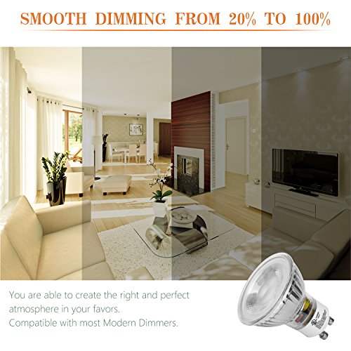 LED GU10 Spotlight Light Bulbs, 50 Watt Equivalent, 5.5W Dimmable, MR16 Full Glass Cover, 5000K Daylight, 25000 Hours, UL Listed, Energy Star Certified, by Mastery Mart (Pack of 10) - Thumbnail 6