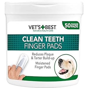 Vet's Best Dental Care Finger Wipes | Reduces Plaque & Freshens Breath | Teeth Cleaning Finger Wipes for Dogs & Cats…