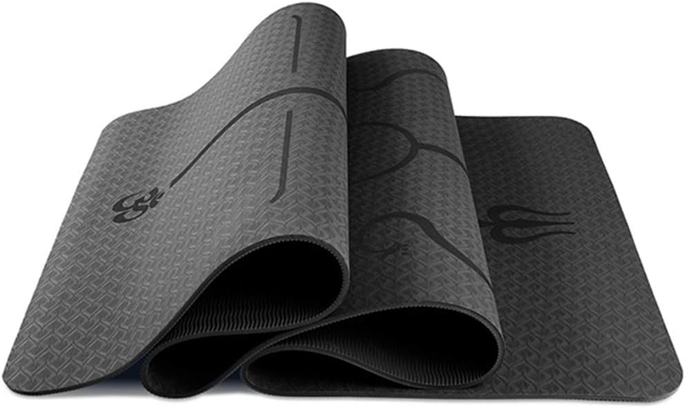 Eco Friendly TPE Yoga Mat - MorwenVe 1/4 Inch Thick Non Slip Surface Exercise Mats with Alignment Lines 72"x 24" Portable High Density Padding