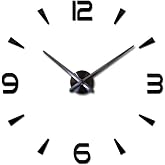 FASHION in THE CITY 3D DIY Wall Clock Creative Design Mirror Surface Wall Decorative Sticker Watches (Black)