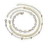 Ever Fairy Gold Chain Multiple Layered Crystal Arrow Boho Heart Sand Beach Rhinestones Charm Anklet for Women Girl