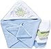 Spasilk 100% Cotton Hooded Terry Bath Towel with 4 Washcloths-Dinosaur Blue/Green