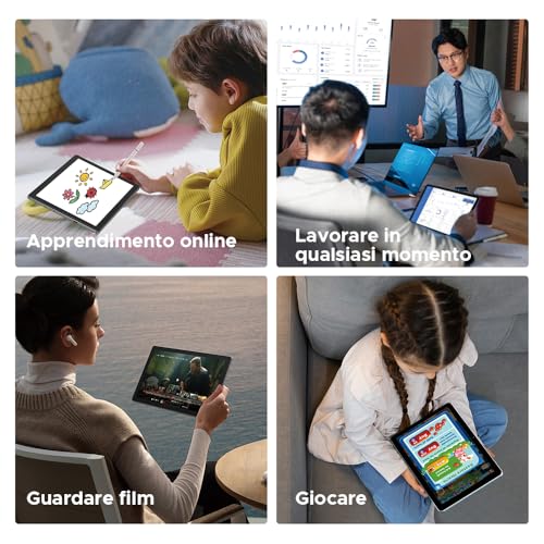 DOOGEETab T10W Android 16 Tablet 10 Pollici, 24 GB RAM + 128 GB ROM (2 TB TF), Tablet con Sim, batteria 8000 mAh, Android 4G LTE/WiFi 5, Doppia fotocamera, Bluetooth 5.0/OTG/Face ID/Type C, Blu