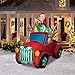 Gemmy Holiday Time Santa Truck Retro Truck with Reindeer, Airblown Inflatable 8 Feet