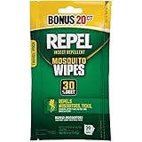 Repel 94100 Sportsmen 30-Percent Deet Mosquito Repellent Wipes, 2 Packs of 20 Count - 40 Total!