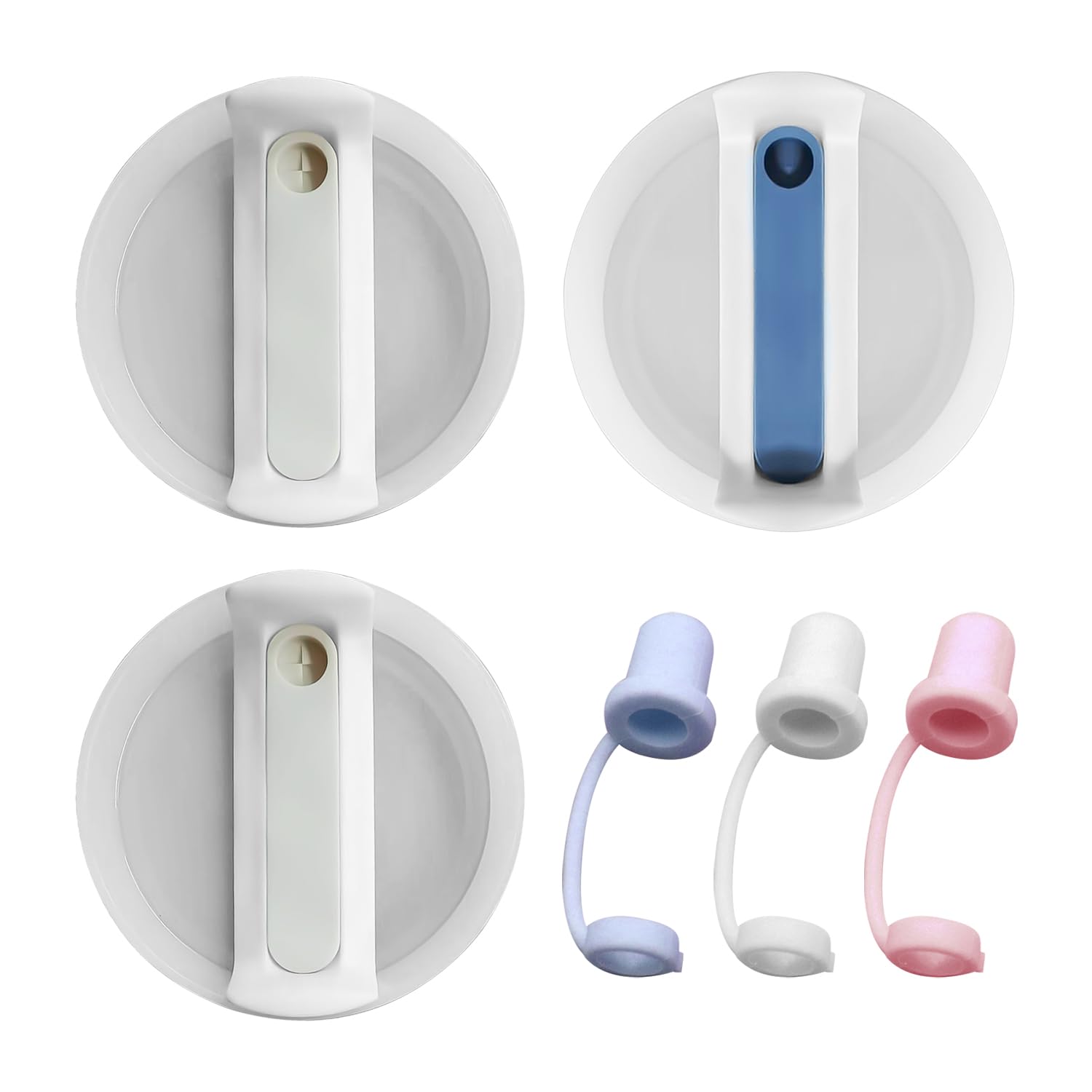 3 Tumbler Lids With 3 Straw Caps, Straw Cup Lids, Replaceable Lids, 40oz Cup Lids For Straw Cups And Tumblers