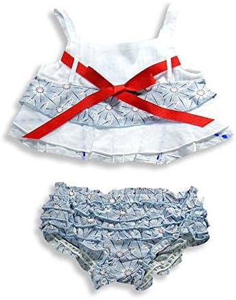 Little Mass - Baby Girls Tank And Diaper Cover Set, White, Blue, Red 16692-18Months