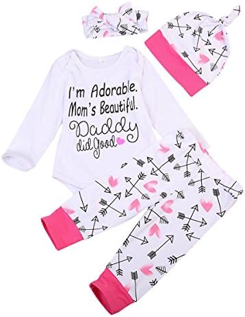 MA&BABY Newborn Infant Baby Boy Girl Famliy Saying Romper+ Pants+Headband+Hats Outfits
