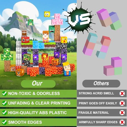 Magnetic Blocks Construction Kids 100 Pieces 2CM 3+ Magnetics, Set Magnetic Blocks Tiles Construction, Montessori Toys for Kids 4 5 6 7 8 9 10 11 12 Birthday Gifts for Girls