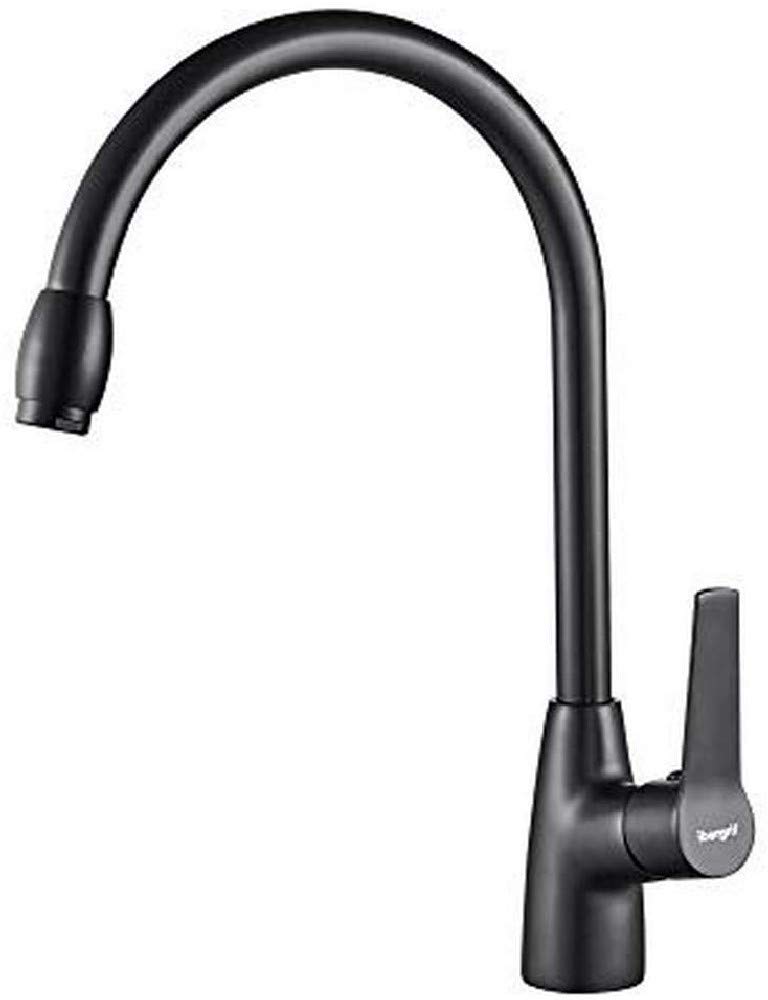 Ibergrif M14026B Chrome Kitchen Sink Mixer Taps, 360° Rotatable, Single-Handle with Pull Down Sprayer Kitchen Faucet, Black