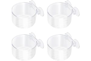 Taicols 4 Feeding Cups, Red Worm Feeders with Suction Cups, Transparent Acrylic, Suitable for Fish and Shrimp Aquariums