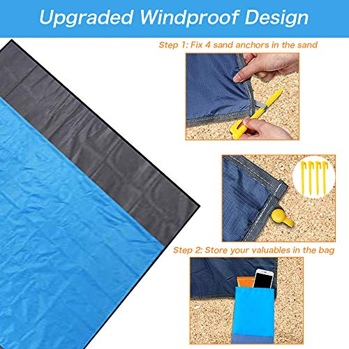 Mumu Sugar Sand Free Beach Blanket, Extra Large Waterproof Beach Mat