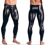 LAFIZZLE Plus Size M-2XL Men's Faux Leather Tight Pants Man Leggings PVC Long Trousers