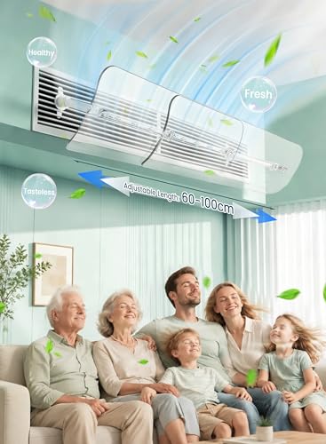 Necomi Central Air Conditioning Ceflector, Adjustable Size Split Air Conditioner Deflector, Transparent Panel عاكس هواء مكيف سبليت, Min 60cm Max 100cm, Fit for Central Air Deflector Grilles