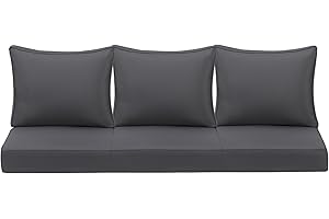HERMOCE Outdoor Deep Seating Cushion Set, 24" x 24", Waterproof & Fade Resistant Patio Furniture Cushions with Handle, Deep Seat and Back Cushion for Chair and Sofa (3, Grey)