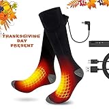 Aqziill Battery Operated Socks USB Heated Socks -Electric Battery Cotton Socks Get Whole Toes Warm-Rechargeable Thermal Socks Breathable Foot Warmer for Skiing Hunting Camping Riding Motocycle