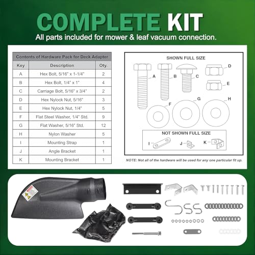 62468 Adapter Mow-N-Vac Kit Leaf Vacuum Bagger Universal Deck Boot Chute photo 12