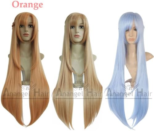 Free Hair Cap+sword Art Online Asuna Yuuki Cosplay Wig Cos Paty Japanese Anime (orange)