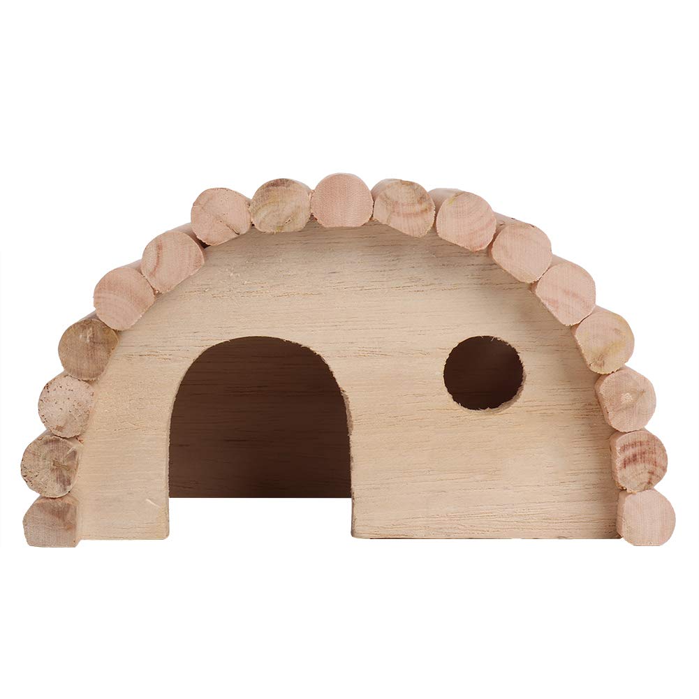 Wooden Hamster House, Ventilated Arched Hideout Cozy Cage Nest Habitat for Dwarf Hamster Gerbils Small Pets Play Sleep