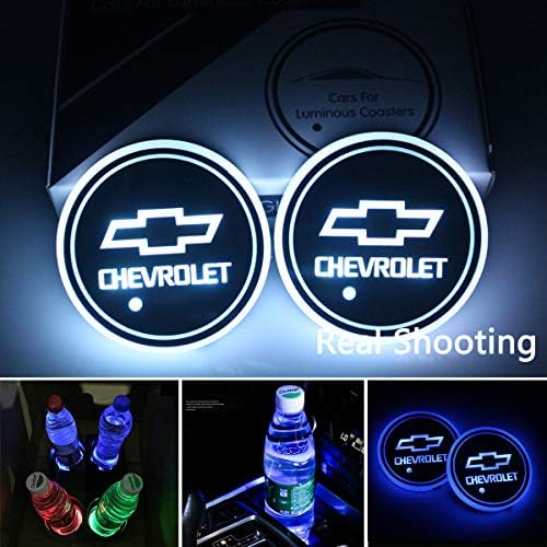 CAR FANS 2pcs fit Chevrolet LED Cup Holder Lights,7 Colors Changing USB