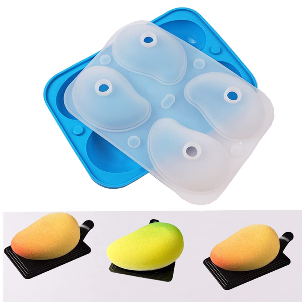 Photo 1 of Montidey 4 Holes 3D Mango Shape Cake Mold Fruit Pudding Ice Tray Mold Jelly Pastry Ice Cream Mould Mousse Cake Baking Molds
