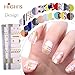 HIGH'S EXTRE ADHESION 20pcs Nail Art Transfer Decals Sticker Design Series The Cocktail Collection Manicure DIY Nail Polish Strips Wraps for Wedding,Party,Shopping,Travelling ( Polka Dot, Gold)