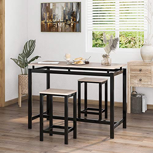 3 Stück Bartisch-Sets, Küche Pub Tisch und 2 Barhocker, 3-teiliges Metallgestell Frühstückstisch Set,Esstisch Stehtisch… – Bild 8