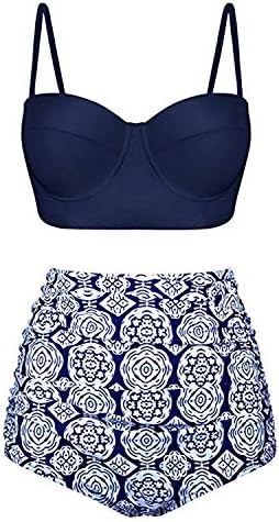 UPhitnis Women's Bikini Set Vintage Polka Dot High Waisted Swimsuit Backless Bathing Suit Swimming Costume