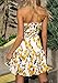 JINTING Women's Strapless Boho Lemon Print Beach Party Swing Mini Dress Summer Sundress Size M (Yellow)