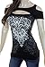 Bling Rhinestone Fleur De Lis Cold Shoulder Peekaboo Short Sleeve New Top