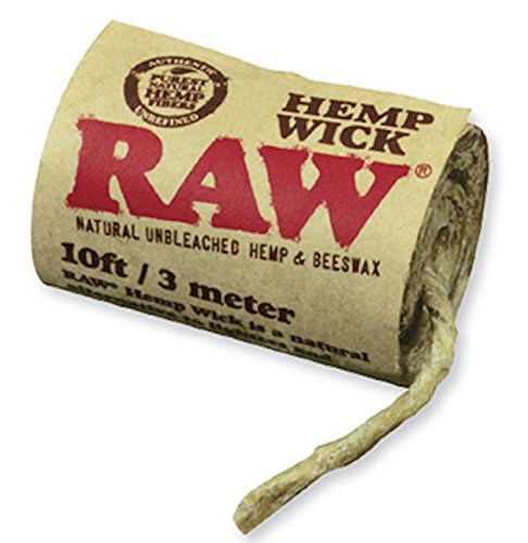 RAW Natural Unbleached Rolling Papers - Hemp & Beeswax Hempwick Roll 10ft / 3 Meters