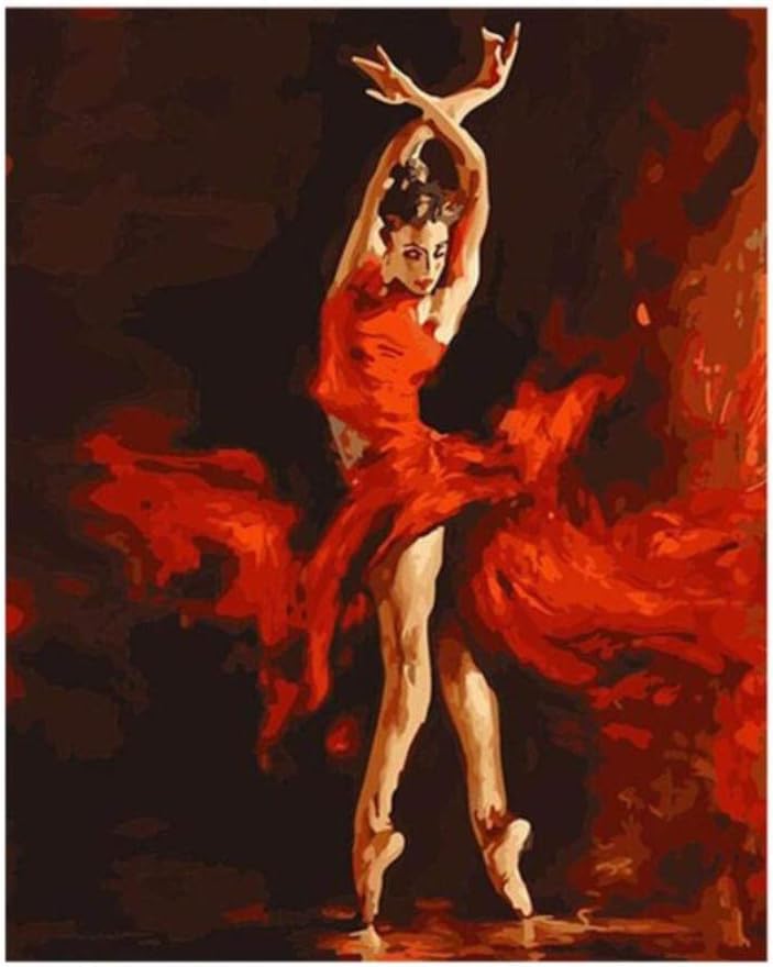 Fire Ballet Dancer DIY Digital Painting by Numbers Kit Coloring Painting by Numbers Wall Art Picture for Wall Artwork-40x50cmWithout Framed