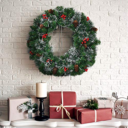 Goplus PreLit Cordless Christmas Wreath, with 50 Warm LED Lights