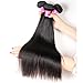 VRBest Hair Virgin Brazilian Straight Human Hair Extensions 3 Bundles Unprocessed Brazilian Virgin Hair Weave Bundles Natural Black Color (14 16 18)