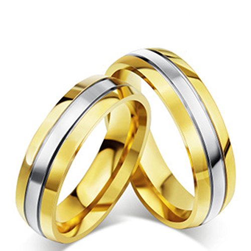 6mm Stainless Steel 18K Gold-Plated Two-tone Engagement Rings (12)