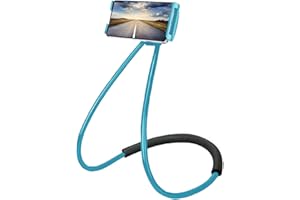 Chapter Seven Universal Smart Mobile Phone Stand,Hanging on Neck Cell Phone Mount Holder, Flexible Lazy Bracket DIY Free Rotating for Multiple Functions (Black) (Blue)