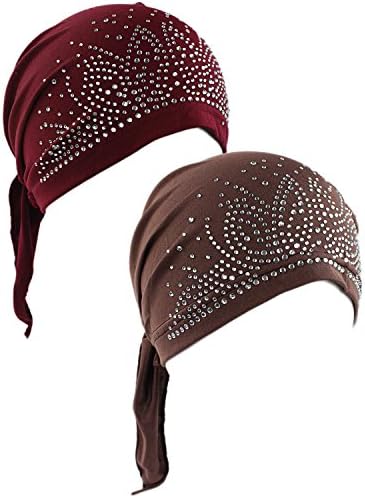 2 Pack Women's Scarf Pre Tied Chemo Hat Beanie Turban Headwear for Cancer Patients
