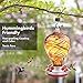 Muse Garden Hummingbird Feeder for Outdoors, Hand Blown Glass, 34 Ounces, Ant Moat Included, Candy