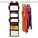 MaidMAX 5 Tiers Cloth Hanging Shelf for Closet Organizer with 2 Widen Velcros and 4 Mesh Side Pockets, Foldable for Clothes and Shoes Storage, Brown, 42 Inches High